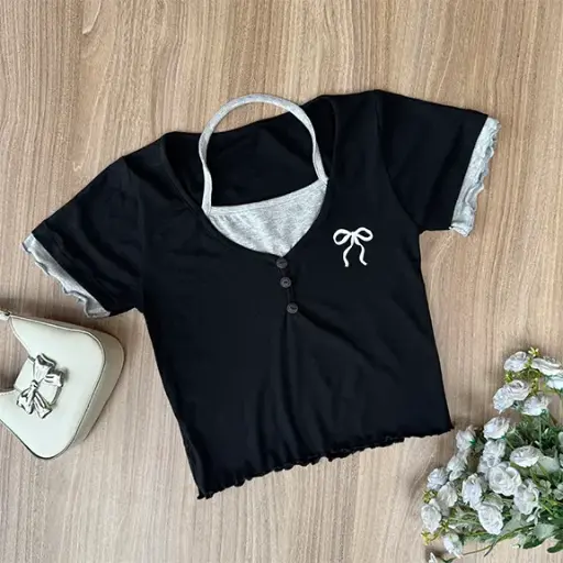 HB SS25-49 Duo Tone Crop Top