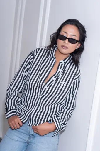 HB25-01 Stripe Shirt Bow Print