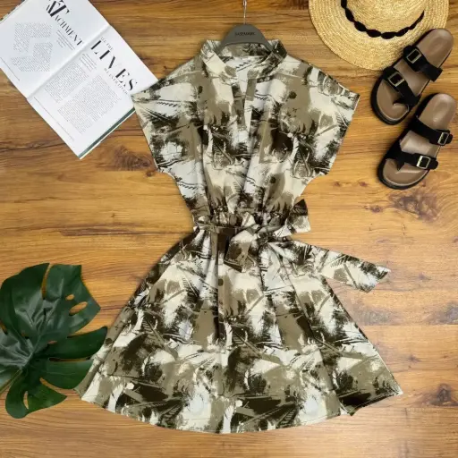 HB25-33 Collar Neck Abstract Dress